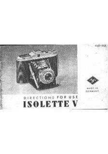 Agfa Isolette 5 manual. Camera Instructions.